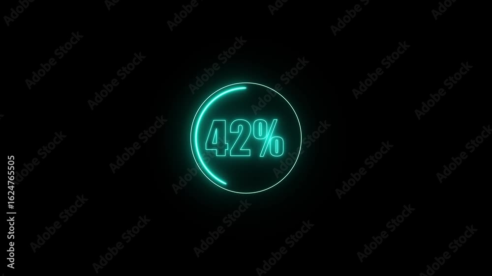 glowing neon cyan color Circle Loading animation from 0 to 85 with transparent background. neon circle frame loading icon animation, Modern User Interface Design Concept, on a white Background