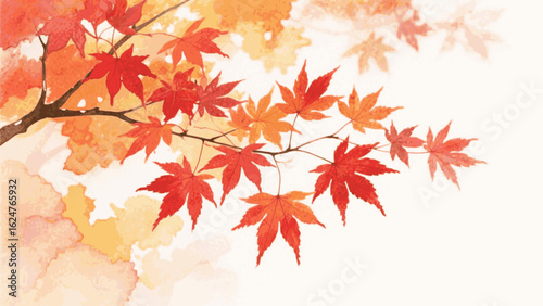 Fluid Foliage Japanese Maple Beautiful leafy tree isolated watercolor vector illustration svg