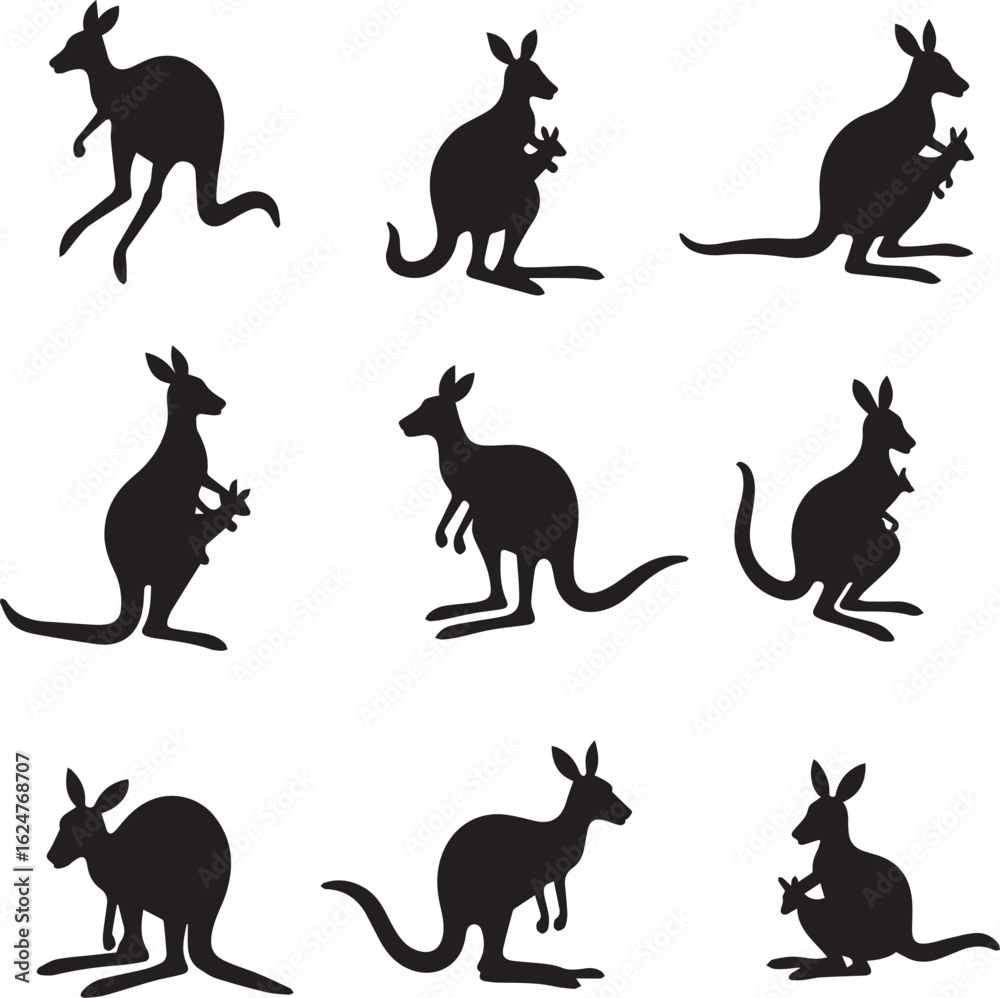 Fototapeta premium kangaroo vector set