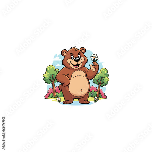 Bear icon logo flat vector design