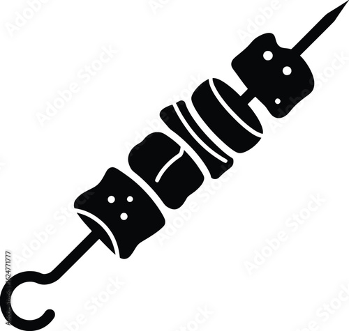 Camping Tools Vector Illustration of Skewered Food Outdoors