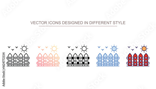 Garden Fence icon design with white background stock illustration