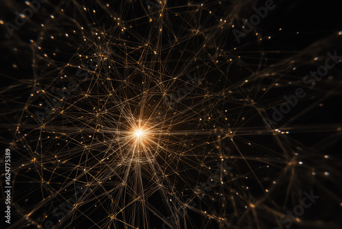 Single point of light in dark space expanding into a network of glowing lines, visual metaphor for AI activation