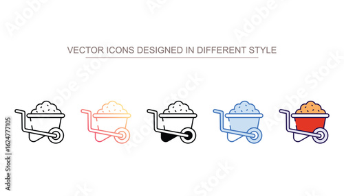 Wheel Barrow icon design with white background stock illustration