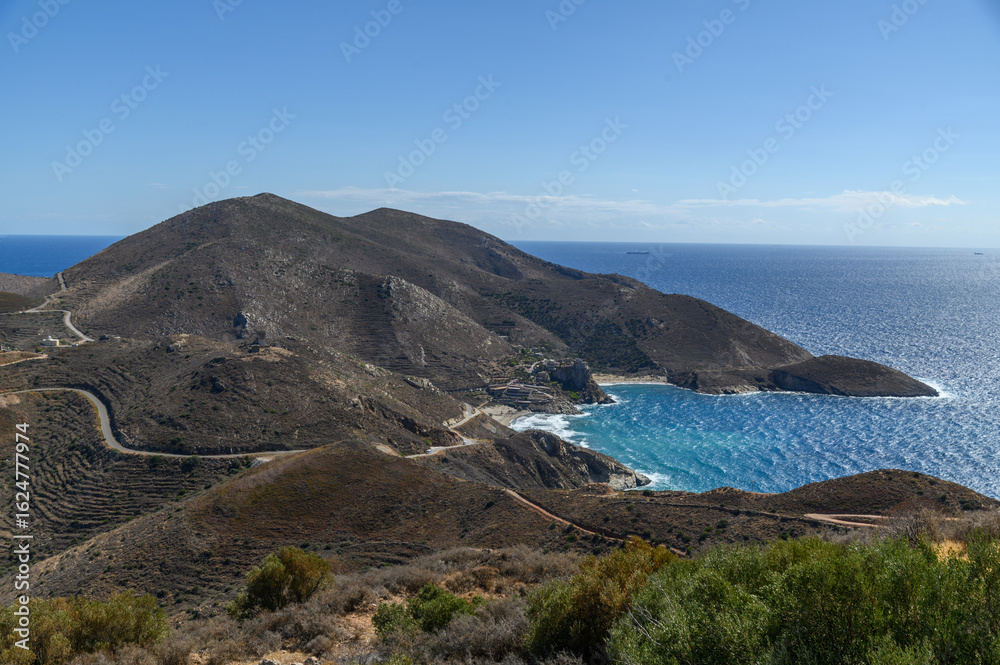 Obraz premium Winding Beauty – Rugged Mani Coastline Overlooking the Mediterranean, Peloponnese, Greece