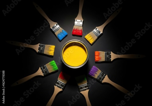 Chromatic Explosion of Paintbrushes.  Image generated with AI