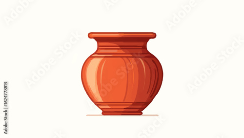 Earthenware Vase Illustration on White

