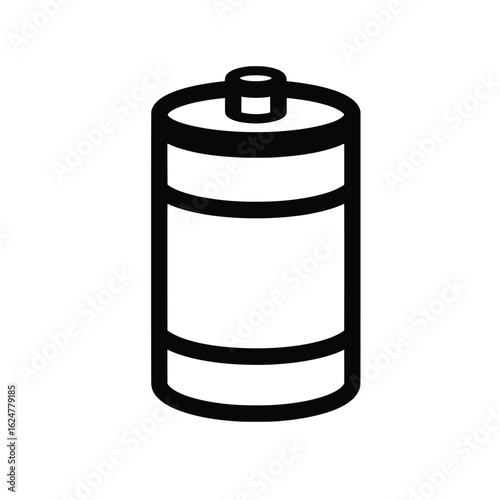 Vector illustration of a simple battery icon representing portable power and energy storage for electronic devices and appliances