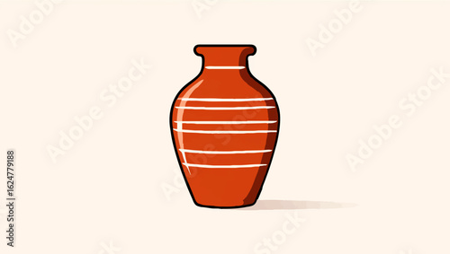 Earthenware Vase Illustration on White

