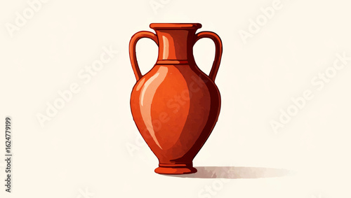Earthenware Vase Illustration on White

