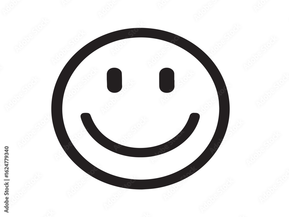 Fototapeta premium Happy smiley face icon in outlined vector drawing