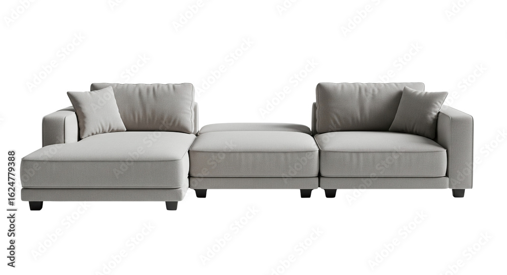 Fototapeta premium Modern gray l-shaped sectional sofa