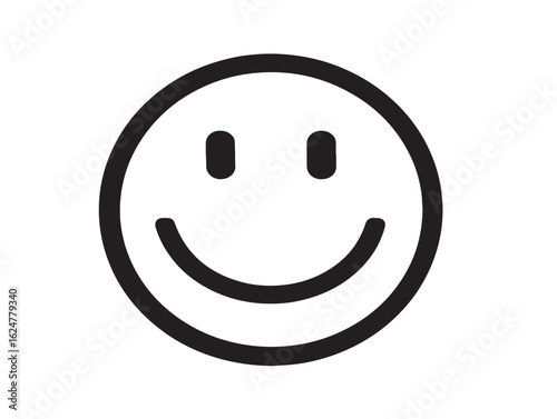 Happy smiley face icon in outlined vector drawing