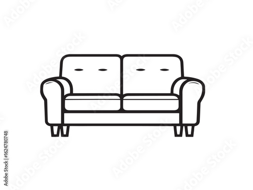 Sofa furniture icon in clean 2D vector format