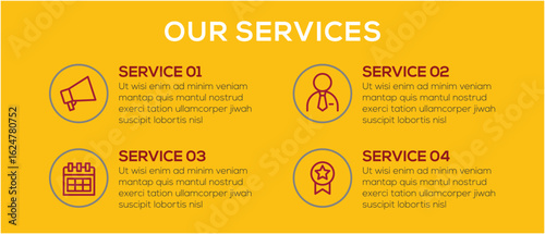 Business presentation slide detailing company services with icons and descriptions for each offering