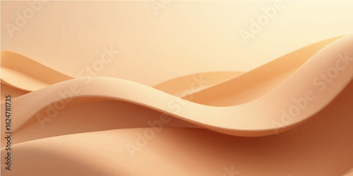 Abstract orange wave background with smooth golden silk texture and flowing curved design pattern