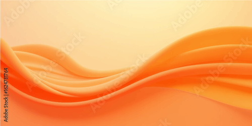 Abstract orange wave background with golden silk texture and flowing curved design pattern