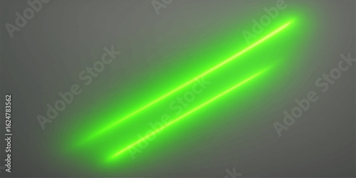Dual Green Laser Beams: A striking image of two vibrant green laser beams emitting radiant light, sharply contrasted against a sophisticated gray backdrop, perfect for modern aesthetic.
