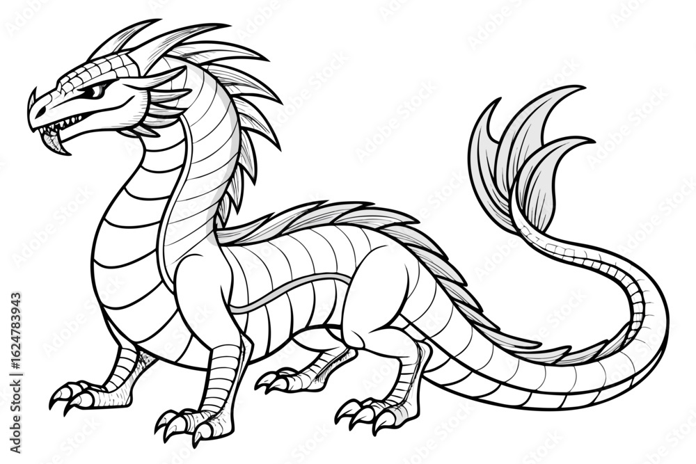 Fototapeta premium coloring page line art the basilisk black vector