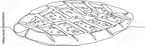Elegant continuous line drawing of a traditional turkish pide br