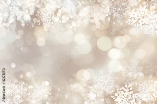 Soft, wintery background with snowflakes and bokeh