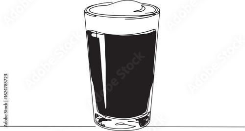 Stylized nitro cold brew coffee illustration with a frothy top l