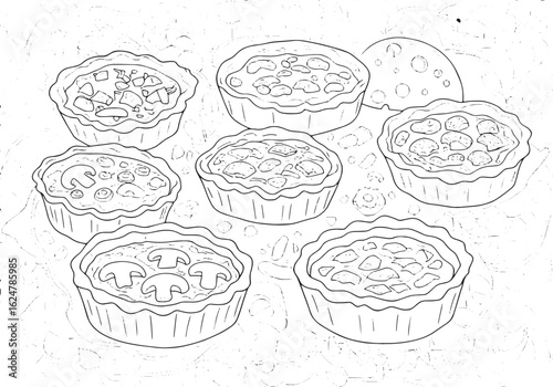 Delightful Mini Quiches Coloring Page for Creative Fun and Relax
