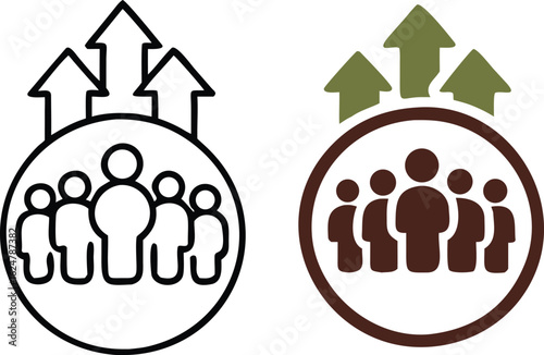 Team growth icon vector set, development illustration sign collection, popularity symbol.
