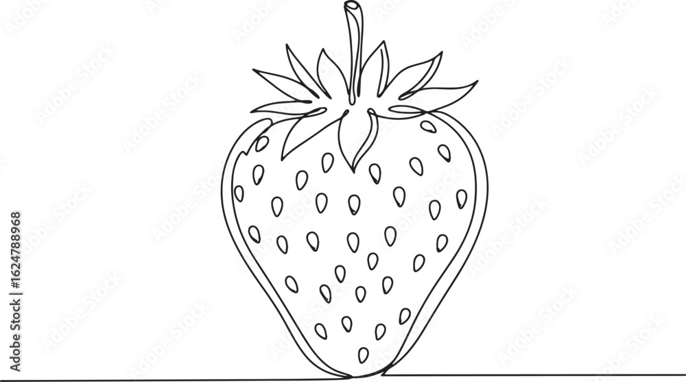 Fototapeta premium Elegant single continuous line drawing of a fresh strawberry fru