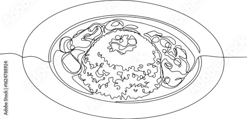 Exquisite single line drawing showcasing the Maldivian dish, Fon