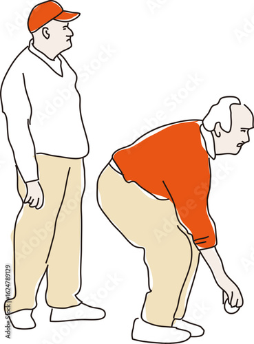Deux hommes jouant à la pétanque