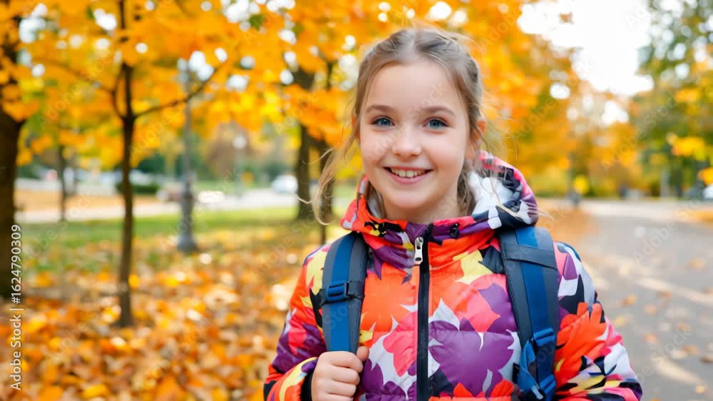 Schoolgirl in Colorful Autumn Park Schoolgirl in Colorful Autumn Park