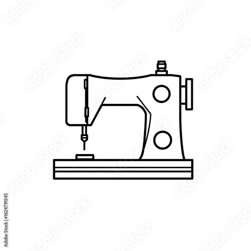 Modern sewing machine icon with minimalistic lines.