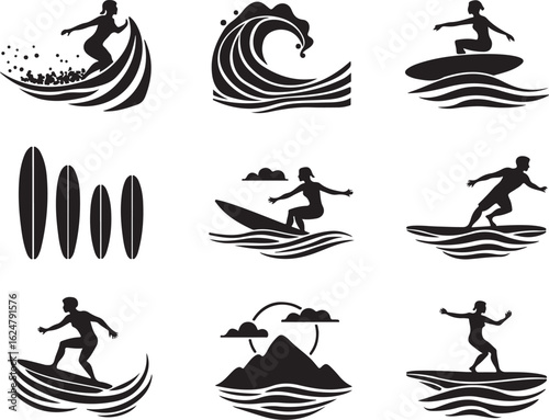 Dynamic surfers ride ocean waves showcasing thrilling water sports action and skill