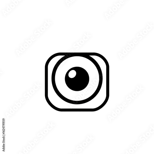 Illustration of a simple camera icon, suitable as a symbol for photography or social media apps.