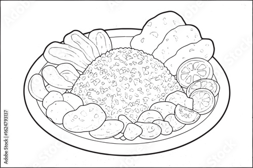 Detailed outline illustration of a traditional Mozambican Matapa