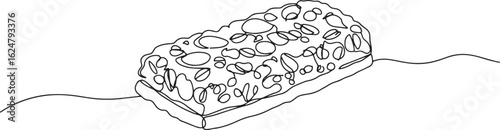 Single line drawing of a granola bar for healthy lifestyle and s