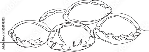 Russian Pirozhki continuous line drawing on white background min