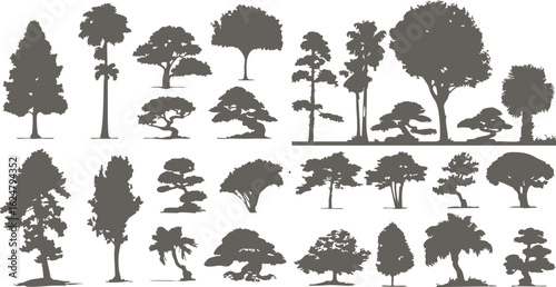 Artistic tree silhouette design with symmetrical composition, highlighting natural and aesthetic shapes, suitable for social media design elements, event banners, and creative infographic backgrounds.