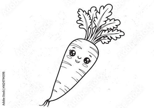 Cheerful Carrot Illustration for Children's Coloring Book with D