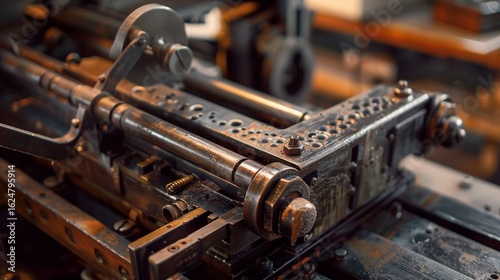 A photo of a printing press close-up