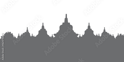 Classic Borobudur silhouette vector combined with modern minimalist style, showing the harmony of culture and art, perfect for design background needs, social media, tourism banners, 