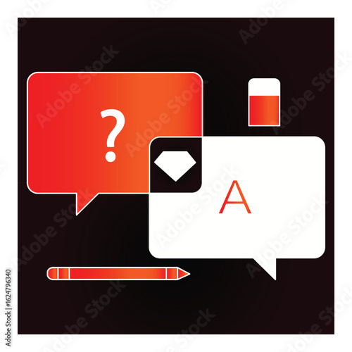 Interactive Q&A Chat Support Vector Icon Design