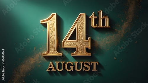 14 August Pakistan Independence Day Green Background with Gold Theme, National Celebration Poster