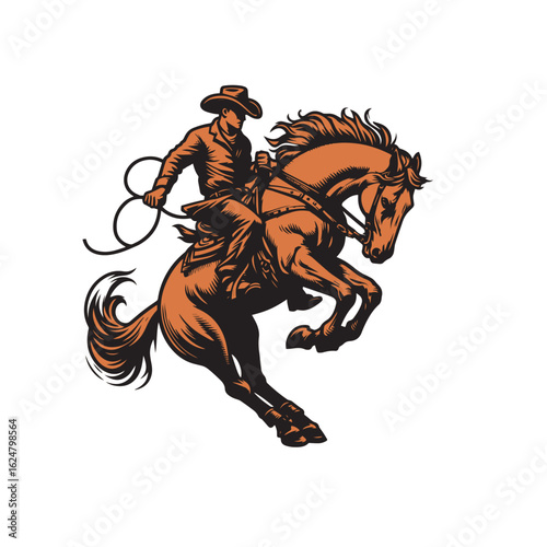 Cowboy baking horse. 