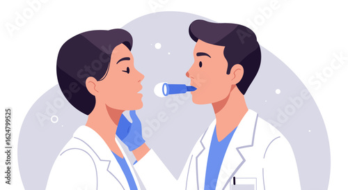 Male doctor examining patient with test tube sample