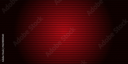 Abstract cyber security. Binary code hacking attack or data breach on red background.