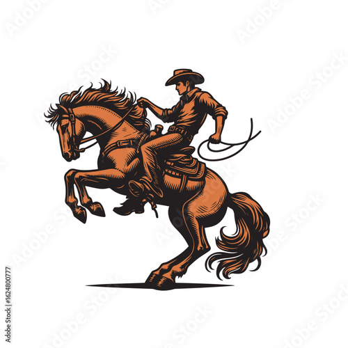 Cowboy baking horse. 