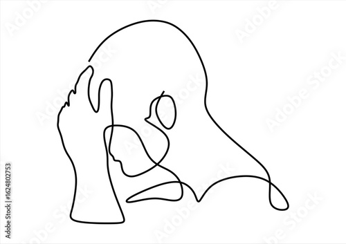 Mental Confusion Depicting Overwhelmed Thoughts. line icon-continuous line drawing. Editable stroke. 