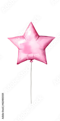 Watercolor balloon in shape of star. Pink balloon in shape of star isolated on white background.